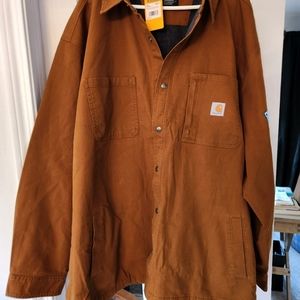 Carhartt Rugged Flex Relaxed Canvas Fleece Lined Snap Front Shirt Jacket